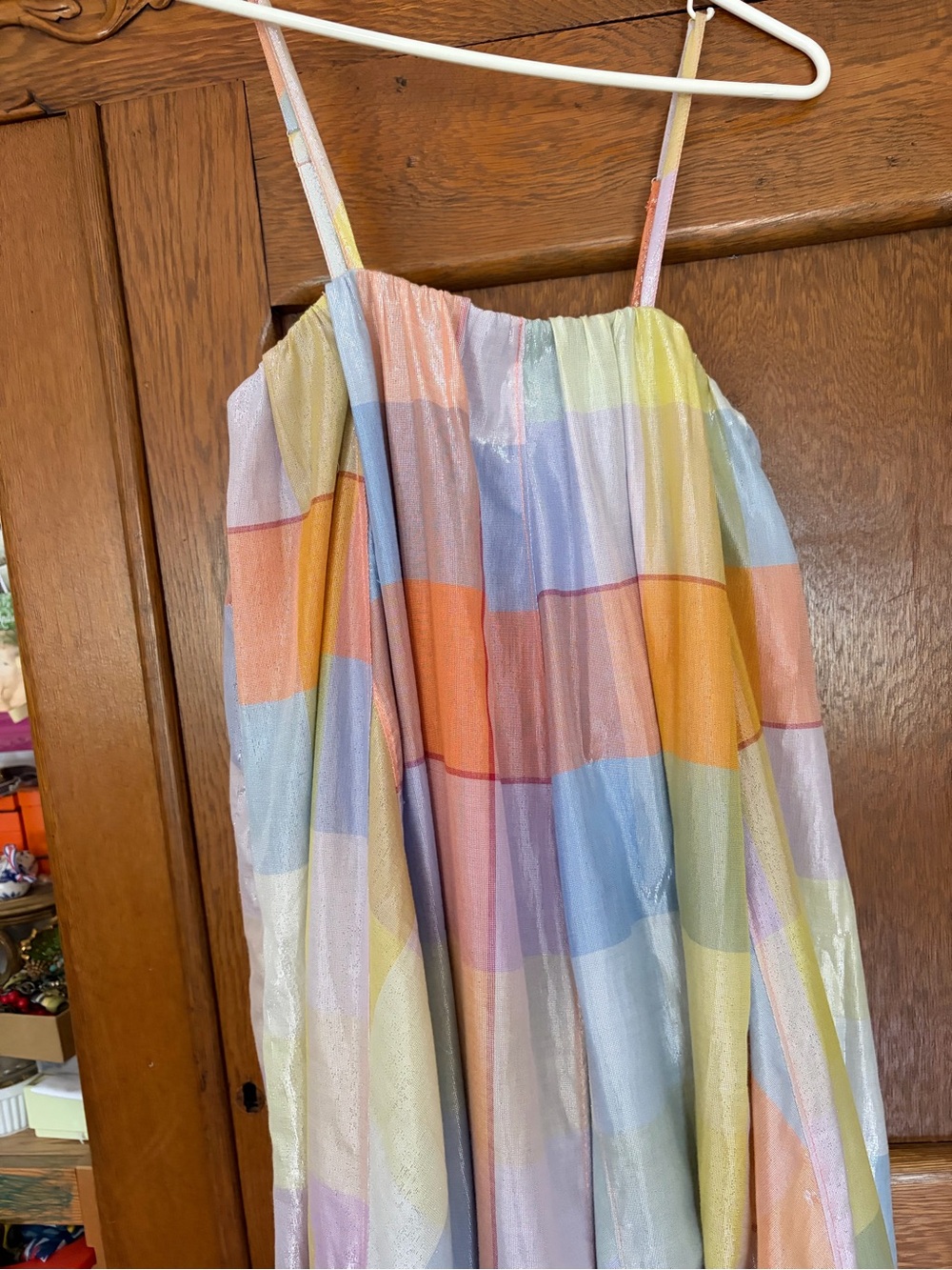 Pilcro for Anthropologie Pastel Plaid Strapless Maxi Dress - Picture 2 of 11